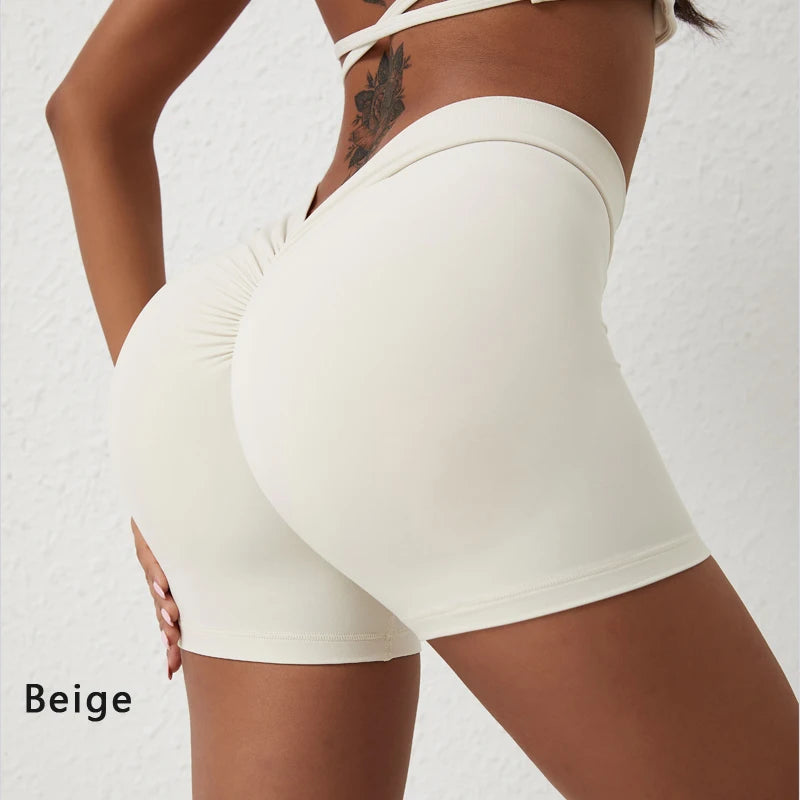 Short DIAS FIT JOY à dos en V Short de yoga taille haute pour femme, short moulant en nylon, pantalon de sport et de fitness