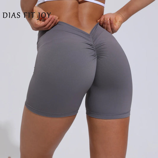 Short DIAS FIT JOY à dos en V Short de yoga taille haute pour femme, short moulant en nylon, pantalon de sport et de fitness