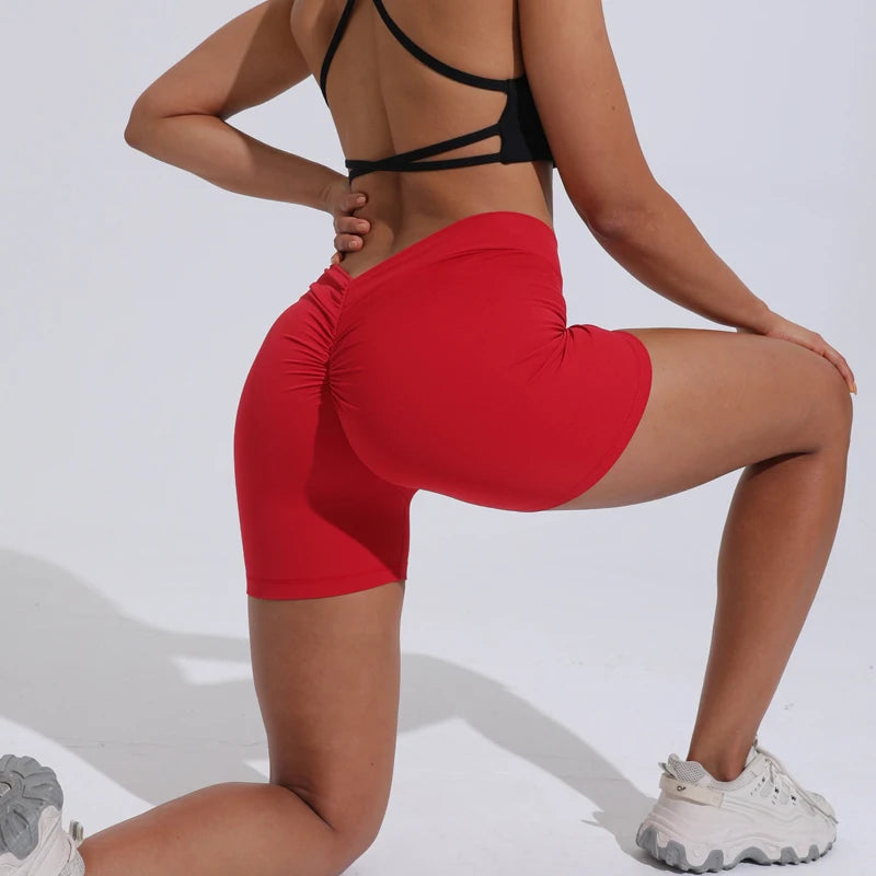 Short DIAS FIT JOY à dos en V Short de yoga taille haute pour femme, short moulant en nylon, pantalon de sport et de fitness