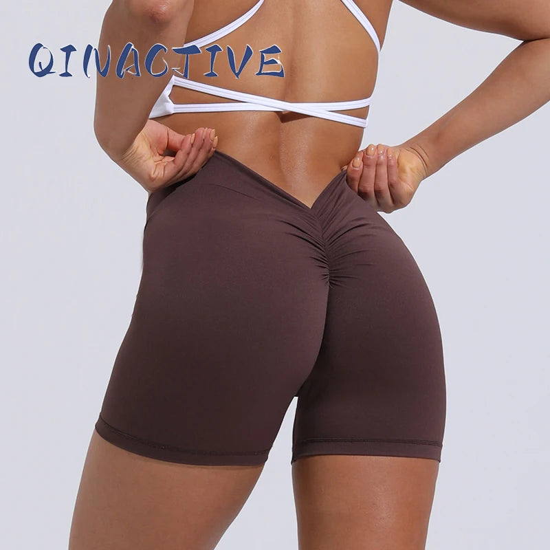 QINACTIVE Short à dos en V Vêtements pour femmes Shorts courts de sport Shorts de cyclisme Vêtements de sport Collants à haute élasticité Leggings de fitness
