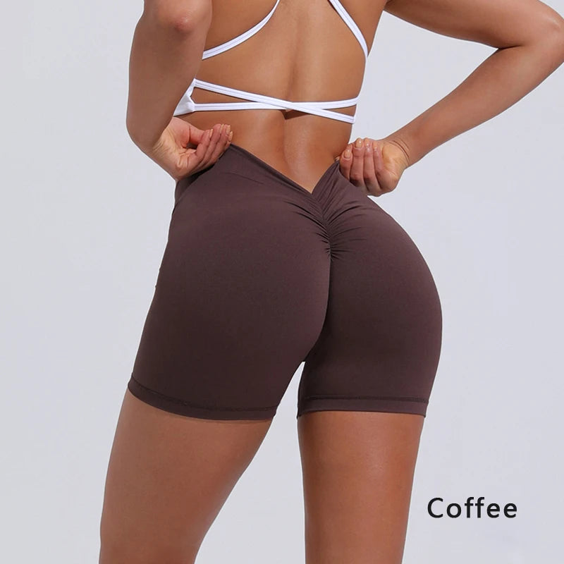 Short DIAS FIT JOY à dos en V Short de yoga taille haute pour femme, short moulant en nylon, pantalon de sport et de fitness